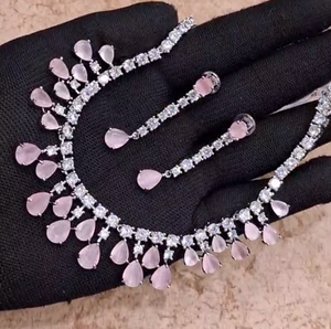 Fashionable Premium Quality <b>Silver</b> Plated Classic Designer <b>Necklace</b> <b>Set</b> with Earrings for Wedding Party Function Wear Collection - Product Image 5