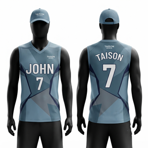 เสื้อวอลเลย์บอลยูนิเซ็กซ์ พรีเมียม 240 GSM ผ้าโพลีเอสเตอร์อินเตอร์ล็อค สีฟ้าอ่อน แบบเรียบ  รับสกรีนโลโก้ด้วยความร้อน OEM ODM ป้องกันแบคทีเรีย - Product Image 1