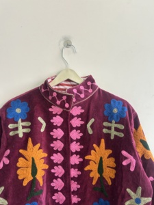 Velvet Suzani Jacket With Indian Embroidered <b>Art</b> Work Boho Women Jacket - Product Image 5