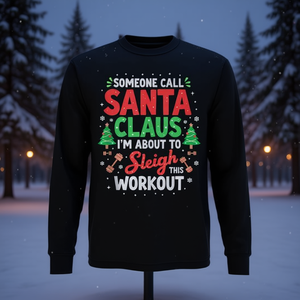 Camiseta de Manga Larga con Diseño Navideño para Entrenamiento, Unisex, Cuello Redondo, Algodón Transpirable, para Fitness - Product Image 3