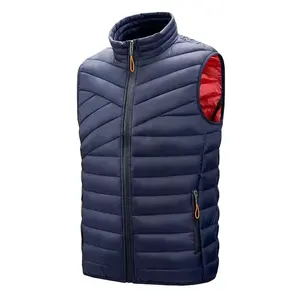 New Design Fashion Winter Custom Logo Puffy Winter Body Warmer Stand Collar Cotton Men's Vest Sleeveless Puffer Jackets