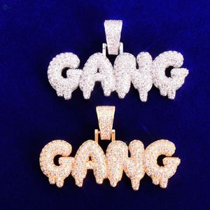 จี้เพชรชื่อสั่งทำแบบ Iced Out เพชรไร้สีเพาะเลี้ยงในห้องปฏิบัติการ จี้รูปทรงแก๊งค์ ชุบทอง สร้อยคอฮิปฮอปแบบหรูหรา - Product Image 1