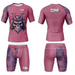 Ensemble de rashguards pour hommes imprimés par transfert thermique, design personnalisé et élégant, vente en gros directe d'usine, vêtements de compression respirants pour hommes - Product Image 1