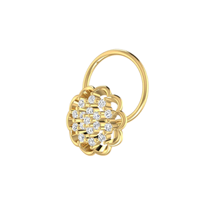 AJRETAIL แหวนจมูกทองคำ 14K ประดับเพชรธรรมชาติ 0.06 กะรัต ดีไซน์ลายดอกไม้สไตล์ชาติพันธุ์ สี HI ความใส VS-SI สำหรับผู้หญิง - Product Image 4