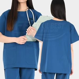 Ensemble de blouses médicales bleues pour femmes, en coton et polyester, avec poches, pour le personnel médical, très demandé. - Product Image 6