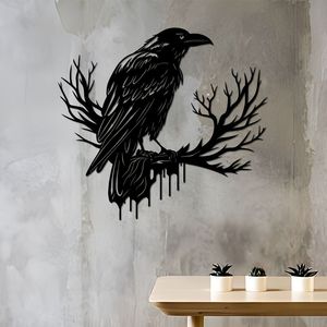 CIFbuy Arte Murale Gotica in Metallo Nero a Forma di Corvo, Silhouette di Uccello Vintage Industriale, Decorazione Verticale per Pareti Domestiche, Servizio di Ritiro Disponibile - Product Image 5