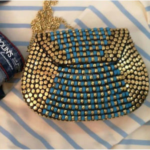 Multicolor Resin Mosaic Shoulder <b>Bag</b> with <b>Silver</b> Finish and Chain Strap Handmade Acrylic Designer <b>Clutch</b> - Product Image 3