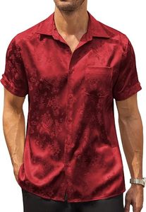 Camisa Casual de Seda de Manga Corta para Hombre Thomas, con Patrón Abstracto Dibujado a Mano, Cuello Clásico, Tejido Satinado Transpirable para Verano - Product Image 4