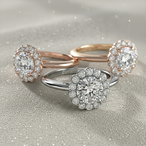 Anillo de Compromiso con Halo de Diamantes Cultivados en Laboratorio Stonewels, Corte Redondo, Halo Floral, Oro de 14K, Anillo de Novia de Lujo Certificado - Product Image 4