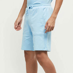 Men Light Blue Cotton Shorts Casual Summer Drawstring Waist Comfortable Breathable Fashion Streetwear Shorts - Product Image 2