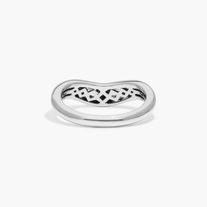 Curved <b>Dome</b> Two Stone <b>Ring</b> With 0.20 CTW Marquise Cut Lab-Grown Diamonds In White Gold - Product Image 4