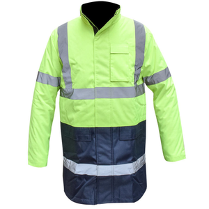 Chaqueta de Seguridad de Alta Visibilidad Verde Lima Azul Marino con Franjas Reflectantes Ropa de Trabajo de Manga Larga ANSI Clase 2 Poliéster Transpirable - Product Image 1
