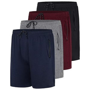 Shorts décontractés en coton uni pour hommes, taille élastique, confortables, pour l'été, shorts de détente, logo personnalisé, OEM, vente en gros, en vrac - Product Image 5