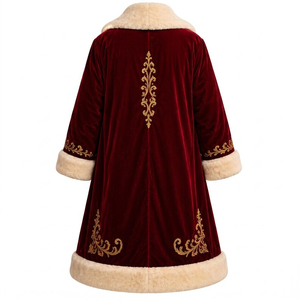 Disfraz de Papá Noel, traje de terciopelo rojo con sombrero y barba con ribete de piel blanca, para hombre adulto, accesorios para fiestas navideñas, precio económico, venta al por mayor. - Product Image 3