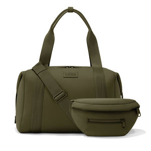 Bolsa de Viaje Impermeable de Nailon Verde Oliva y Set de Riñonera con Correa Ajustable, Bolsa de Fin de Semana de Gran Capacidad - Product Image 1