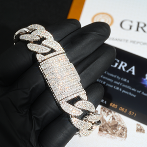 Brilliant Moissanite Claw Setting Charm <b>Bracelet</b> 925 <b>Silver</b> GRA Certified Gold Plated <b>S</b> Virvadiya Unisex Hip Hop Graduation - Product Image 1