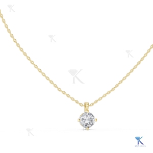 Collier pendentif solitaire en diamant de laboratoire taille coussin 1,00 CT, en or massif 14K 18K, avec monture ouverte, bijoux fins pour femmes, fournisseur - Product Image 1