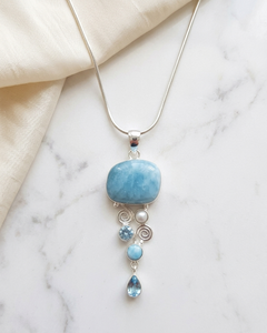 Pendentif en forme de goutte d'eau en pierre naturelle, 13,0 grammes, pour mariage et fiançailles, bijoux en argent de bonne qualité, unisexe, grand modèle - Product Image 2