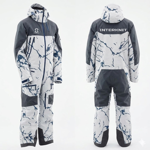 Combinaison de ski unisexe Interknit imperméable à capuche, impression par sublimation, polyester, vêtements de ski d'hiver, taille adulte - Product Image 1