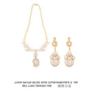 Luxury 24K Gold Plated <b>Pearl</b> Earring <b>Set</b> for Girls-Classic Trendy Fine <b>Jewelry</b> - Product Image 2