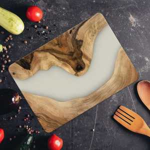 Planche à découper contemporaine en bois d'acacia et résine époxy, planche à découper artisanale de qualité supérieure, durable, pour charcuterie, fromage, pain - Product Image 3