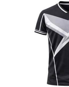 Camiseta Deportiva Personalizada para Hombre, Negra y Gris, Manga Corta, Cuello en V, Transpirable, de Secado Rápido, para Entrenamiento Atlético, Gimnasio, Running - Product Image 3