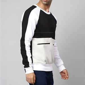 High Quality Men’s Oversized Colorblock Crew Neck Sweatshirt Cotton Fleece Casual Streetwear Winter Bulk Wholesale OEM - Product Image 2