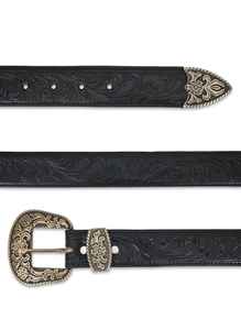 Cinturón de Cuero PU Estilo Vaquero Occidental Personalizable de Primera Calidad para Hombre, Diseño Floral en Relieve, Hebilla Plateada Grabada, Duradero y a la Moda - Product Image 6