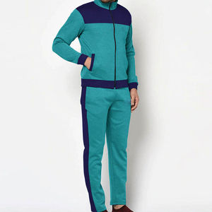 Mens Teal <b>Navy</b> Hooded Casual Tracksuit Set Full Zip Jacket and Slim Fit Jogger Pants Athletic Training Sportswear Custom Set - Product Image 2