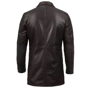 Plus Size Men Genuine Leather Waterproof Winter Trench Coat Long Sleeve Belted Fur Trim Outerwear Casual Streetwear - Product Image 4