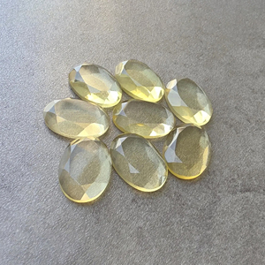 Natural Lemon Quartz <b>Tablet</b> Cut Oval Shape Flat Back Calibrated Gemstone for Jewelry Making - Product Image 4