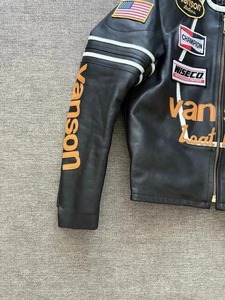 Vanson Heated Windproof Eco-Friendly Leather Racing <b>Jacket</b> Cowhide Cafe <b>Racer</b> Streetwear - Product Image 4