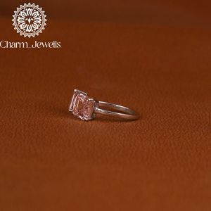 แหวนมอสซาไนต์ทรงแอสเชอร์สำหรับผู้หญิงจาก Charm_Jewells ตัวเรือนเงินแท้ 925 ประดับแบบหนามเตย ดีไซน์เรียบง่ายรูปทรงเรขาคณิต - Product Image 6