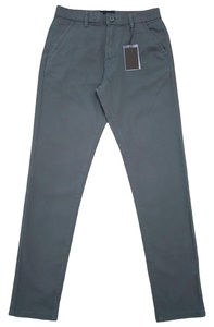 Vente en gros de pantalon chino pour hommes avec logo personnalisé, pantalon long en sergé décontracté en polyester et coton et élasthanne pour hommes, effet délavé uni - Product Image 3