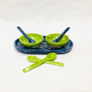 La mejor bandeja de servicio de epoxi de resina personalizable, diseño azul elegante para el hogar, restaurante, Hotel, patrón sólido, estándar y elegante - Product Image 6