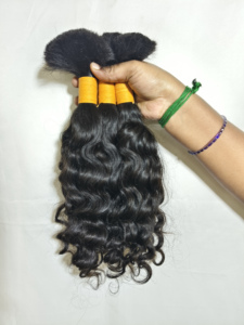 Raw Unprocessed Remy <b>Hair</b> Indian Bulk <b>Hair</b> and Machine Double Weft <b>Hair</b> Bundles Kinky Curly texture 20"Inches High Quality <b>Hairs</b> - Product Image 1