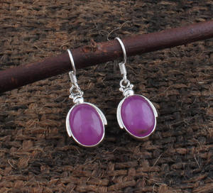 Boucles d'oreilles pendantes en jade violet naturel, argent sterling 925, bijoux de luxe en pierres précieuses pour les occasions de mariage et de fête - Product Image 2