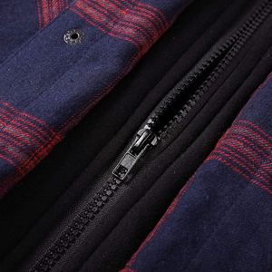 Nouvelle collection Automne Hiver 2026 – Sweat à capuche en flanelle épaisse pour homme, à manches longues, avec fermeture éclair et boutons, motif écossais, décontracté et chaud - Product Image 5