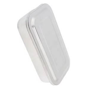 Conteneur de stockage alimentaire en acier inoxydable rectangulaire avec couvercle finition argentée - Product Image 3