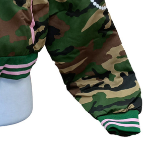 <b>Women's</b> Camo Crop <b>Jacket</b> Green Camouflage Long Sleeve Casual Sorority Streetwear <b>Lightweight</b> Embroidery Reversible Breathable - Product Image 4