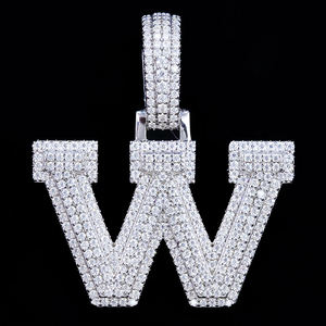 Colgante de Letra de Moissanita Chapado en Oro y Rodio de Plata de Ley 925 con Engaste de Garra, Estilo Hip Hop, Unisex, para Regalo o Uso en Fiestas - Product Image 4