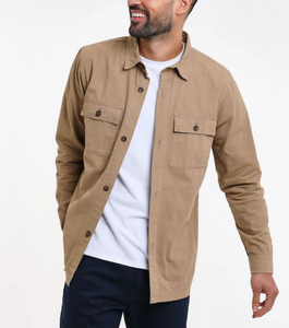 OEM Men's Casual Button-<b>Down</b> Corduroy Shacket Winter Solid Pattern Knitted Breathable Customized Layer Cotton/Poly Blend Fabrics - Product Image 5