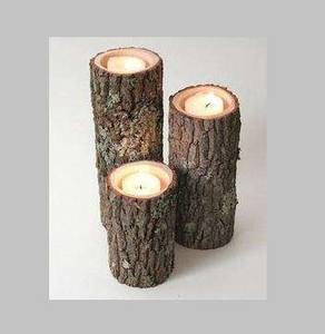 Support de bougie en bois fait main avec bords naturels en écorce, idéal pour mariages, Noël, événements festifs et fêtes, style rustique pour bougies chauffe-plat - Product Image 1