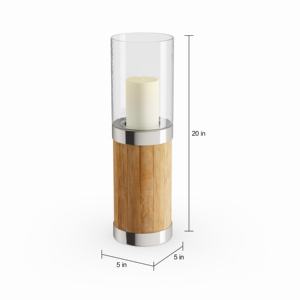 Support de bougie en bois, métal et verre en trois tailles différentes, brun naturel, pour la décoration de la maison et de Noël, fait à la main - Product Image 4