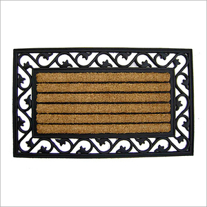 High Quality Natural Brown Printed Coir <b>Doormat</b> <b>RUBBER</b> Backing Stain Resistant Thin Woven Machine Made Home - Product Image 1