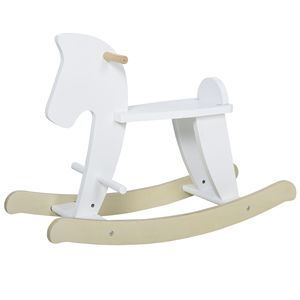 Cavallo a Dondolo Tradizionale in Legno, Giocattolo Senza Tempo Bianco per Bambini 3-6 Anni, Regalo Perfetto per Natale o Compleanno - Product Image 1