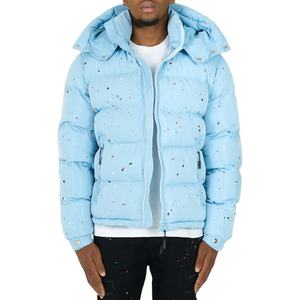 Veste matelassée décontractée pour homme, bleu clair, écologique, 100% duvet, avec fermeture éclair sur le devant, coupe régulière, matière polyester >300g - Product Image 1