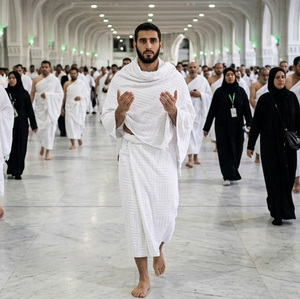 Serviette Jacquard Ahram Ihram en Coton Premium de Qualité Supérieure, Épaisse, Séchage Rapide, Lot de 2 Pièces, pour Hajj, Omra, Voyage, Très Absorbante, ODM, Sans Couture - Product Image 2