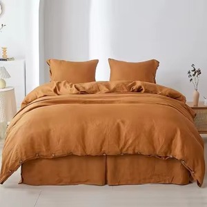 Ensemble de housse de couette en lin vert de qualité supérieure, 3 pièces, comprenant 2 taies d'oreiller unies, pour la maison, l'hôtel, luxe - Product Image 5