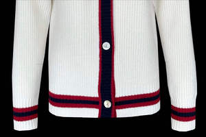 Cardigan en tricot blanc pour homme, manches longues, col en V, boutons sur le devant, couleur unie, pull d'automne, coupe classique - Product Image 5